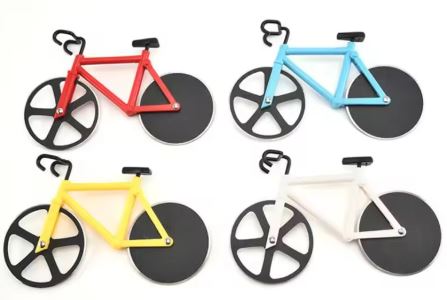 CORTADOR DE PIZZA DE ACERO INOXIDABLE EN FORMA DE BICICLETA