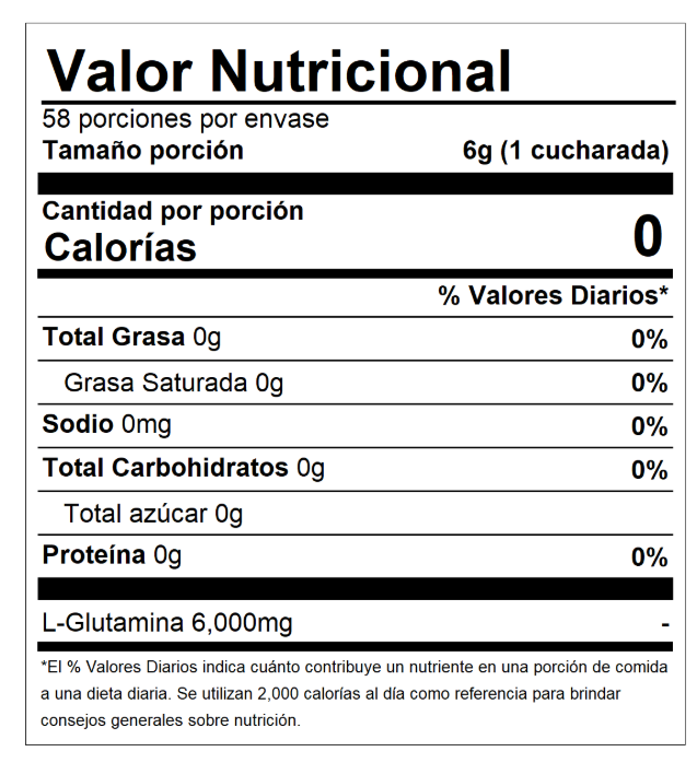 L-GLUTAMINA 6000 Mg en Polvo 350 Gr | QNT