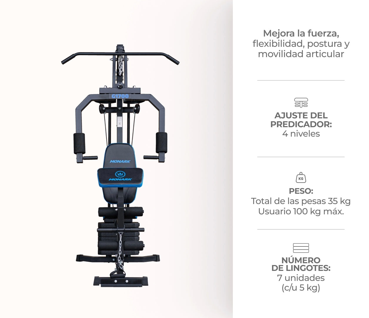 MINI GIMNASIO MULTIFUNCIONAL G1700 NEGRO | MONARK