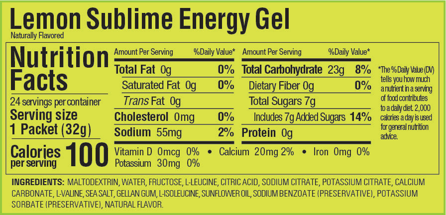 GEL LEMON SUBLIME SIN CAFEÍNA | GU - CINCO AM
