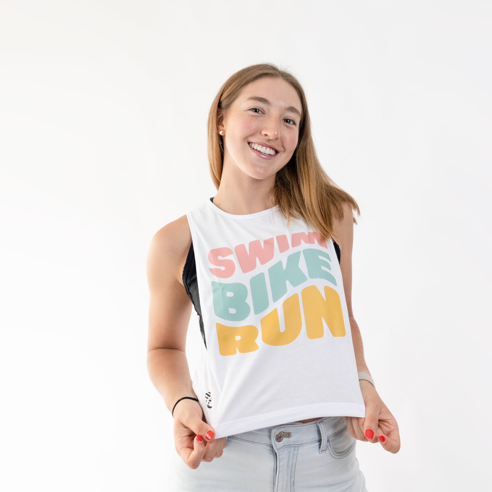 TANK TOP LIFESTYLE WHITE SWIM BIKE RUN  | CINCO AM