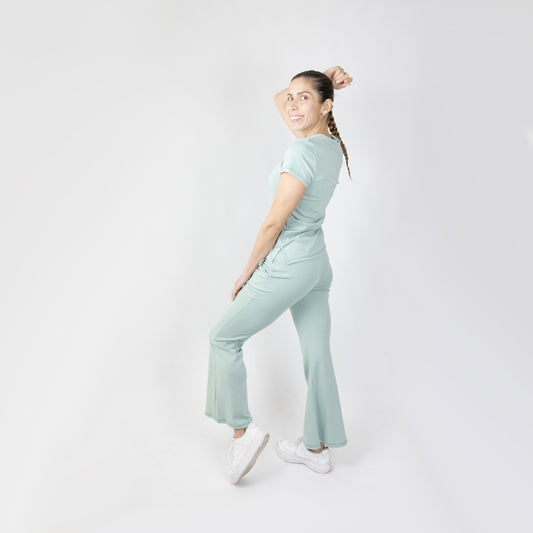 PANTALON PALAZO VERDE AGUA MUJER | MOVE - CINCO AM