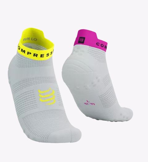 MEDIA PRO RACING V4.0 RUN LOW BLANCO-AMARILLO-ROSADO | COMPRESSPORT - CINCO AM
