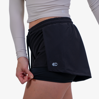 SHORT DE RUNNING SUNSET VIBES - BLACK | CINCO AM - CINCO AM