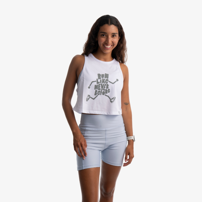 Tank mujer de algodón color blanco, vista frontal, tela suave y ligera para uso diario.