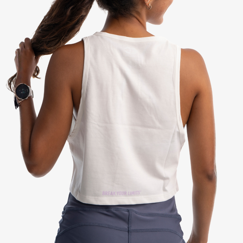 Tank mujer de algodón color gris o blanco, vista posterior, diseño sin mangas casual