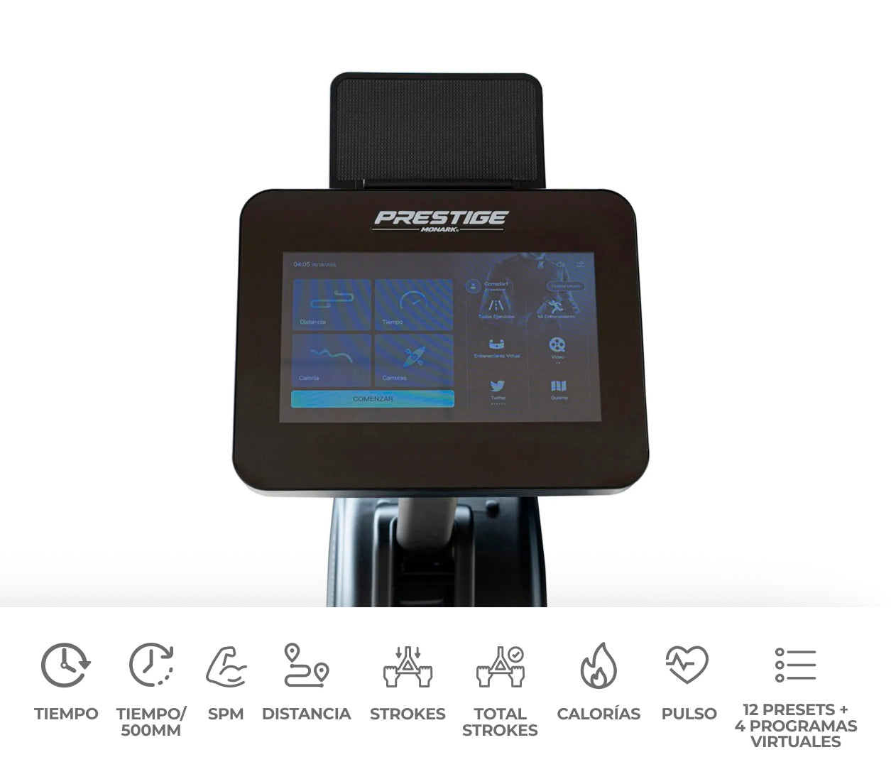 MAQUINA DE REMO PRESTIGE R1000 PLUS NEGRO/GRIS | MONARK